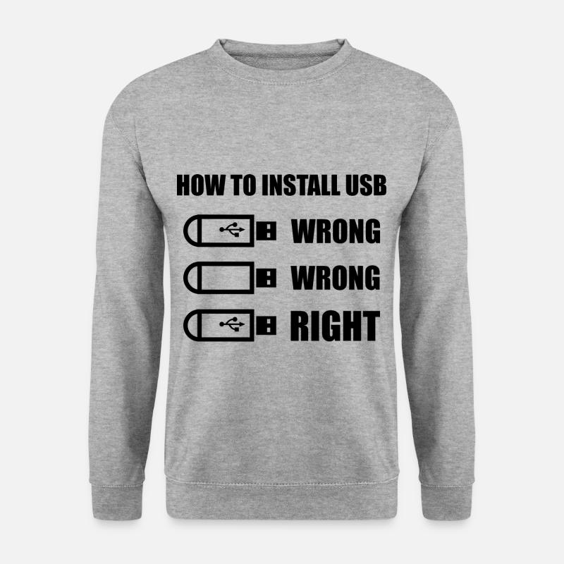 How To Install Usb - Unisex Pullover - Weißgrau meliert