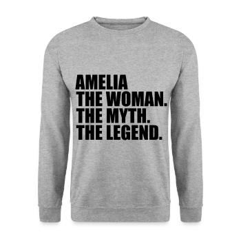 Femme Mythe Légende Nom Amelia - Sweat-shirt Unisexe - gris chiné - Devant - Alina (178cm) & Michal (187cm)