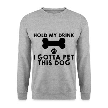 Tiens ma boisson, je dois caresser ce chien 4 - Sweat-shirt Unisexe - gris chiné - Devant - Alina (178cm) & Michal (187cm)