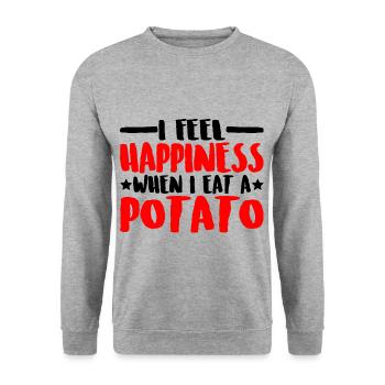 Je ressens du bonheur quand je mange une pomme de terre 3 - Sweat-shirt Unisexe - gris chiné - Devant - Alina (178cm) & Michal (187cm)