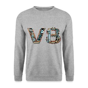 V8 - Sweat-shirt Unisexe - gris chiné - Devant - Alina (178cm) & Michal (187cm)