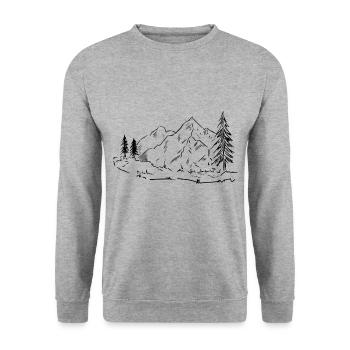 Sentier de montagne arbres - Sweat-shirt Unisexe - gris chiné - Devant - Alina (178cm) & Michal (187cm)