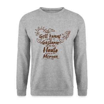 Bibelverse - Christlich - Jesus - Unisex Pullover - Weißgrau meliert - Vorne - Alina (178cm) & Michal (187cm)