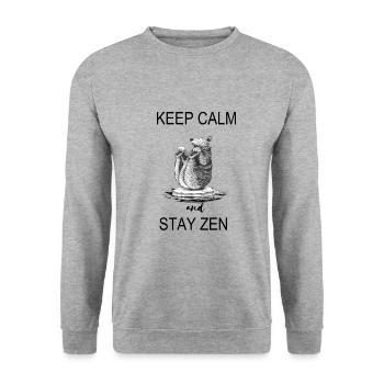 Bär bleib ruhig und bleib Zen - Unisex Pullover - Weißgrau meliert - Vorne - Alina (178cm) & Michal (187cm)