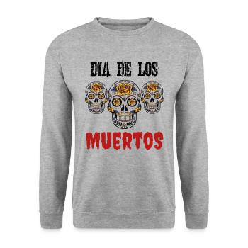 Dia de los muertos - Unisex Pullover - Weißgrau meliert - Vorne - Alina (178cm) & Michal (187cm)