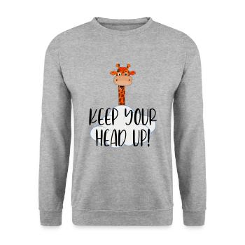 Kopf hoch! - Unisex Pullover - Weißgrau meliert - Vorne - Alina (178cm) & Michal (187cm)