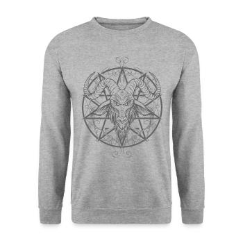 Grey Baphomet - Unisex Sweatshirt - salt & pepper - Front - Alina (178cm) & Michal (187cm)