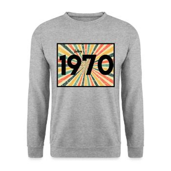 1970 - Sweat-shirt Unisexe - gris chiné - Devant - Alina (178cm) & Michal (187cm)