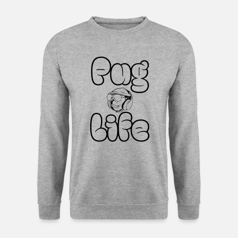 Mops Leben - Unisex Pullover - Weißgrau meliert