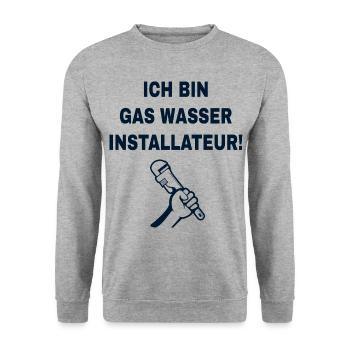 Gas Wasser Scheiße - Unisex Pullover - Weißgrau meliert - Vorne - Alina (178cm) & Michal (187cm)