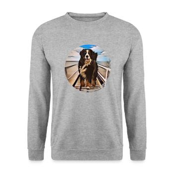 Crabot bernois de montagne - Sweat-shirt Unisexe - gris chiné - Devant - Alina (178cm) & Michal (187cm)