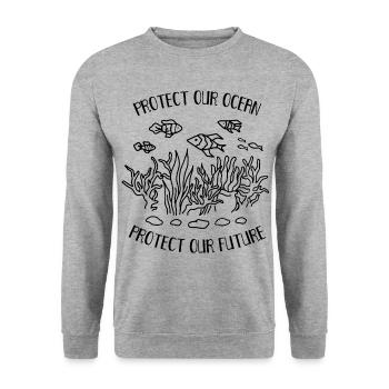 Protects Our Ocean Sea Plastic Pollution - Unisex Sweatshirt - salt & pepper - Front - Alina (178cm) & Michal (187cm)