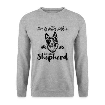 German Shepherd - Unisex Sweatshirt - salt & pepper - Front - Alina (178cm) & Michal (187cm)