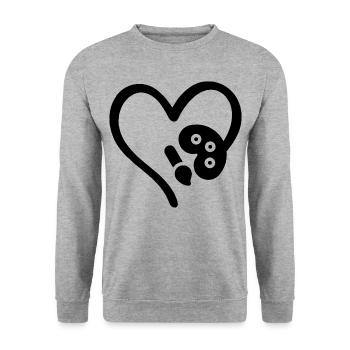 Maler Herz Kunstliebhaber - Unisex Pullover - Weißgrau meliert - Vorne - Alina (178cm) & Michal (187cm)