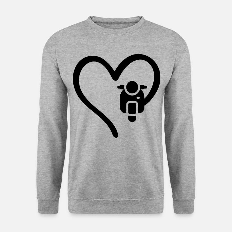 Motorroller Herz Scooter - Unisex Pullover - Weißgrau meliert