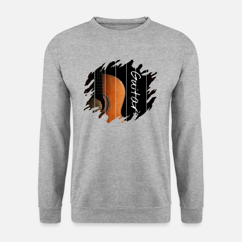 Gitarre - Unisex Pullover - Weißgrau meliert