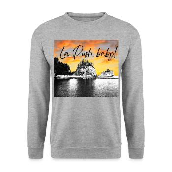 La Push baby! Illustration - Unisex Pullover - Weißgrau meliert - Vorne - Alina (178cm) & Michal (187cm)