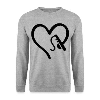 Angler Liebe Fischen Angeln - Unisex Pullover - Weißgrau meliert - Vorne - Alina (178cm) & Michal (187cm)