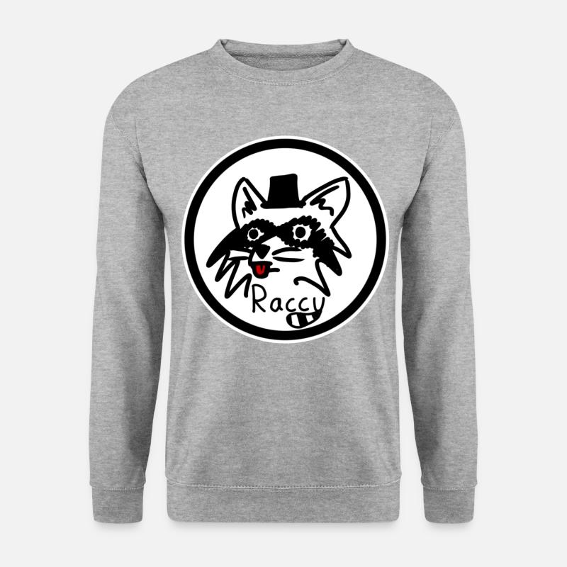 Rassiges Waschbär-Logo - Unisex Pullover - Weißgrau meliert