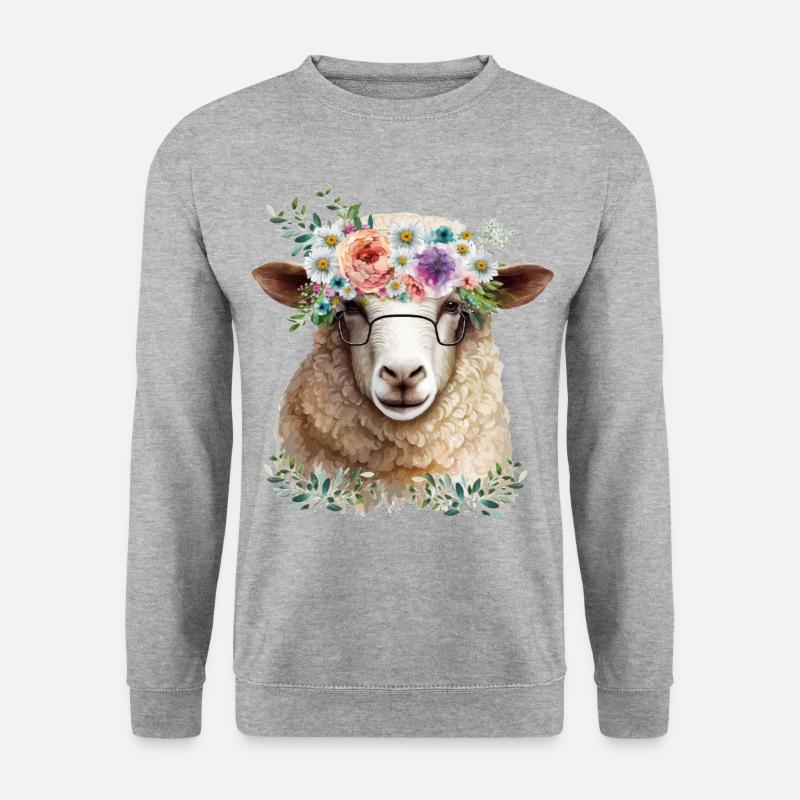 Lustiges Schaf - Unisex Pullover - Weißgrau meliert