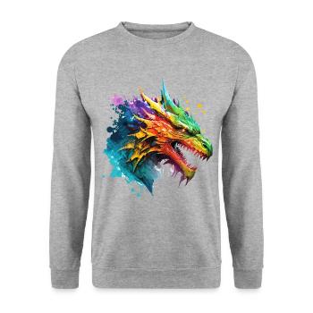 Dragon Fantasy Magic Mystic Creature Animal Colorful - Unisex Sweatshirt - salt & pepper - Front - Alina (178cm) & Michal (187cm)