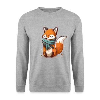 Schicker Fuchs - Unisex Pullover - Weißgrau meliert - Vorne - Alina (178cm) & Michal (187cm)