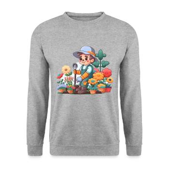 Green Thumbs Up - Unisex Sweatshirt - salt & pepper - Front - Alina (178cm) & Michal (187cm)
