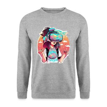 Holographic VR - Unisex Sweatshirt - salt & pepper - Front - Alina (178cm) & Michal (187cm)