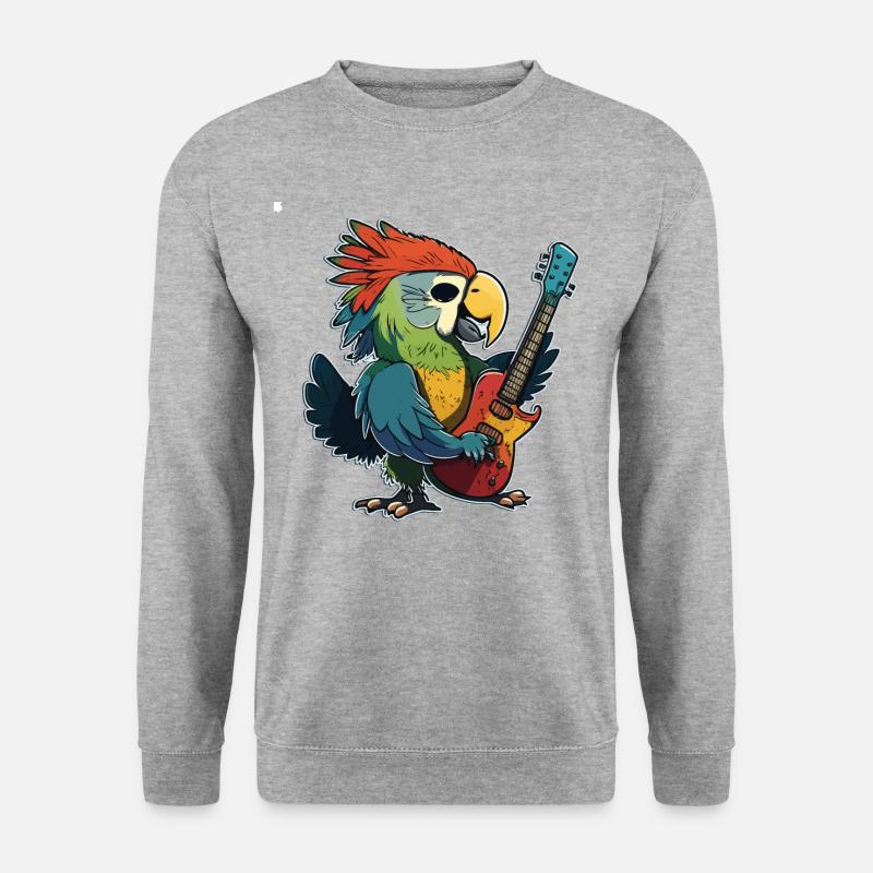 Gitarre Papagei - Unisex Pullover - Weißgrau meliert