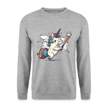 Magischer Schläger - Unisex Pullover - Weißgrau meliert - Vorne - Alina (178cm) & Michal (187cm)