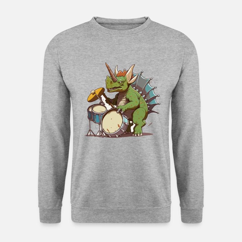Rockin Triceratops - Unisex Pullover - Weißgrau meliert