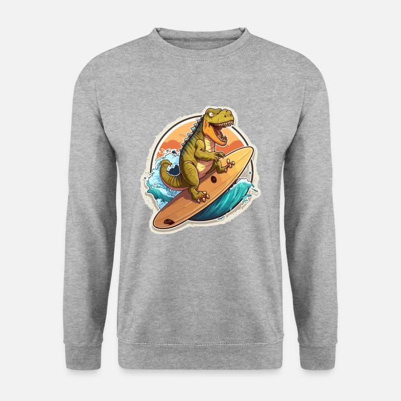 Surfin T-Rex - Unisex Pullover - Weißgrau meliert