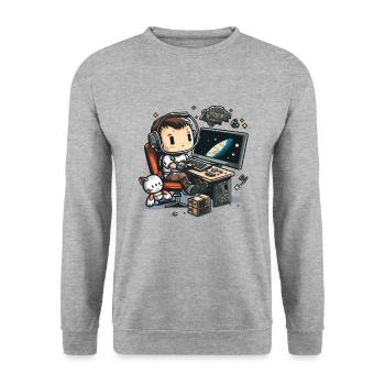 Kosmische Kodierung - Unisex Pullover - Weißgrau meliert - Vorne - Alina (178cm) & Michal (187cm)