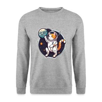 Feline Space Explorer - Unisex Sweatshirt - salt & pepper - Front - Alina (178cm) & Michal (187cm)