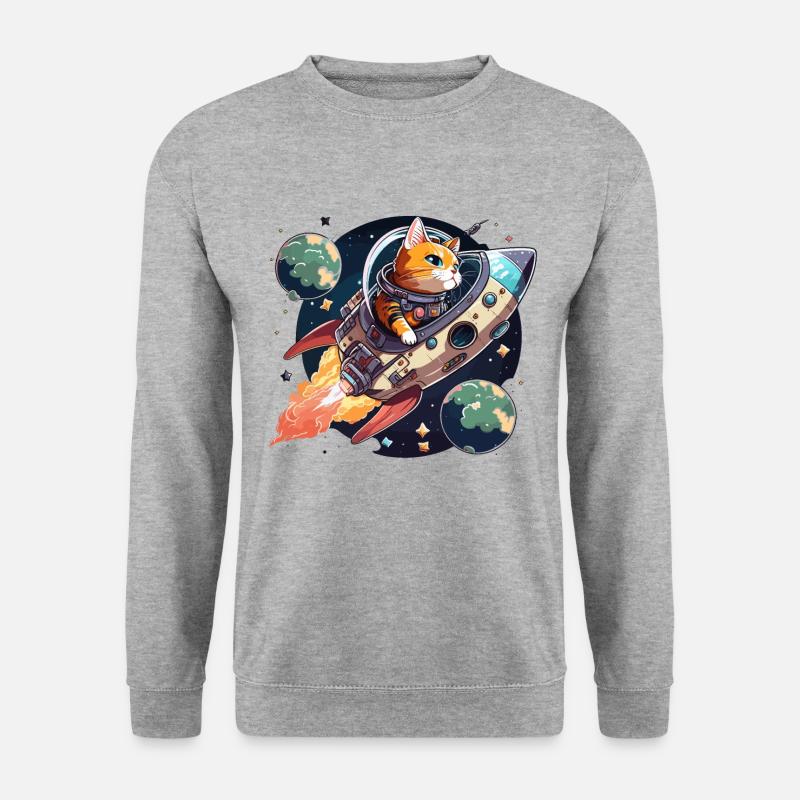 Kosmische Katze - Unisex Pullover - Weißgrau meliert
