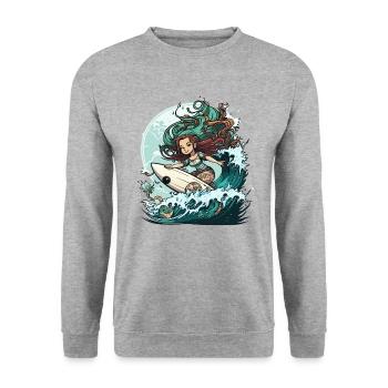 Surfing Siren - Unisex Sweatshirt - salt & pepper - Front - Alina (178cm) & Michal (187cm)
