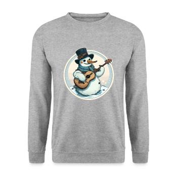 Lustige Schneemann-Marmeladen - Unisex Pullover - Weißgrau meliert - Vorne - Alina (178cm) & Michal (187cm)