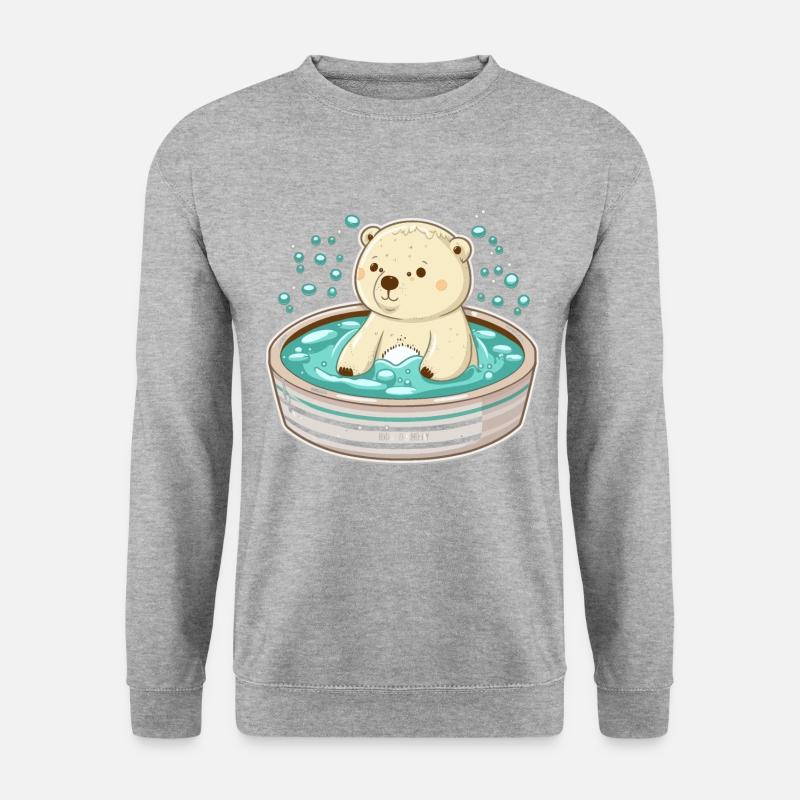 Entspannender Eisbär - Unisex Pullover - Weißgrau meliert