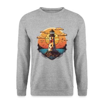 Wegweisendes Licht - Unisex Pullover - Weißgrau meliert - Vorne - Alina (178cm) & Michal (187cm)