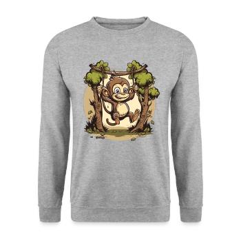 Swinging Monkey - Unisex Sweatshirt - salt & pepper - Front - Alina (178cm) & Michal (187cm)