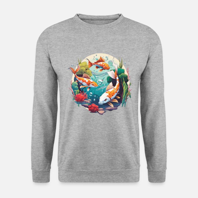 Koi-Wunderland - Unisex Pullover - Weißgrau meliert