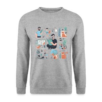 Journey by Train: Scenic Travel - Unisex Sweatshirt - salt & pepper - Front - Alina (178cm) & Michal (187cm)