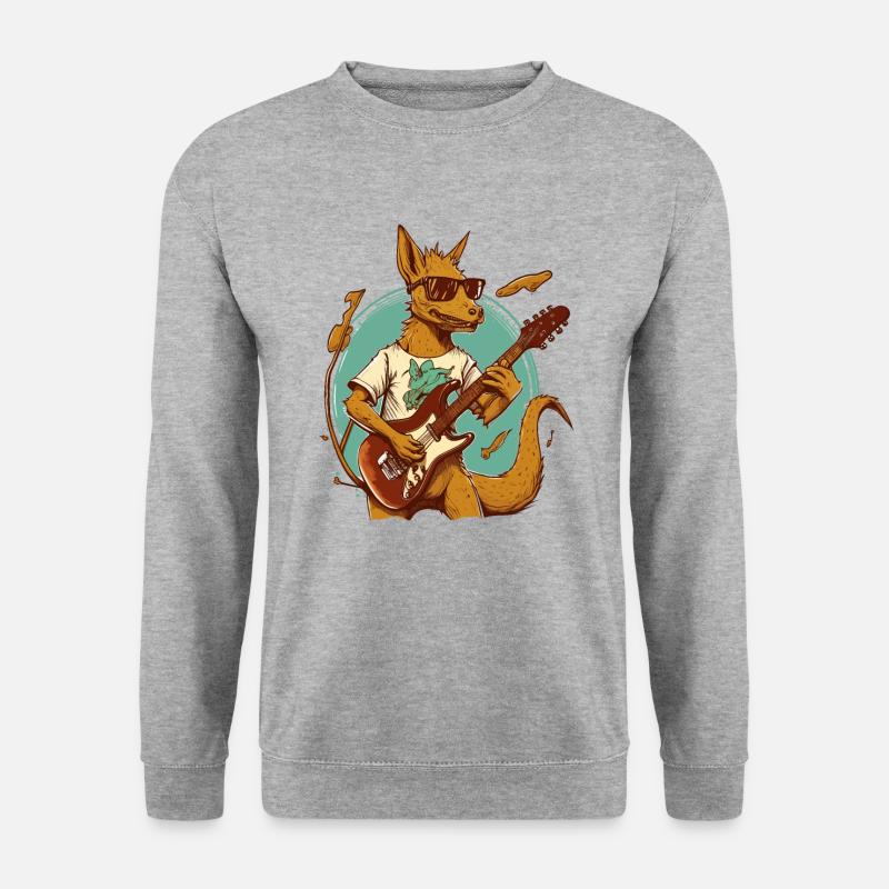 Känguru-Gitarrist - Unisex Pullover - Weißgrau meliert