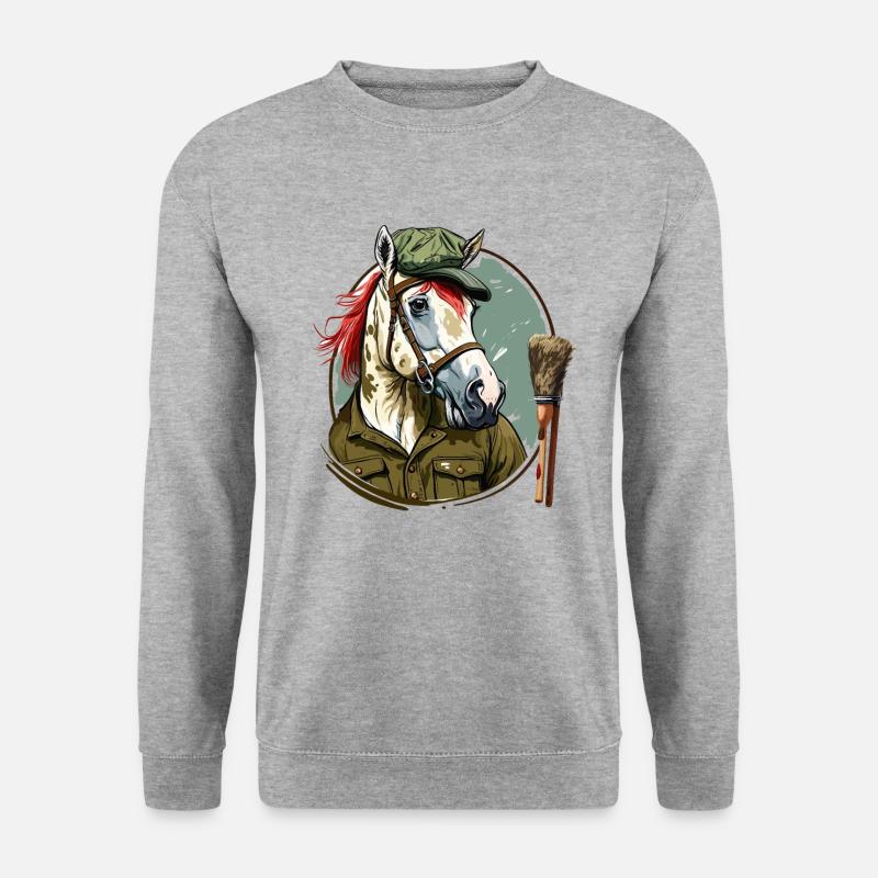 Pferde-Maler - Unisex Pullover - Weißgrau meliert