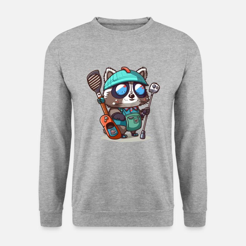 Waschbär-Golfer - Unisex Pullover - Weißgrau meliert