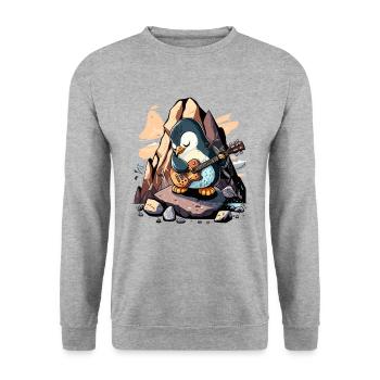 Rockin Penguin - Unisex Sweatshirt - salt & pepper - Front - Alina (178cm) & Michal (187cm)