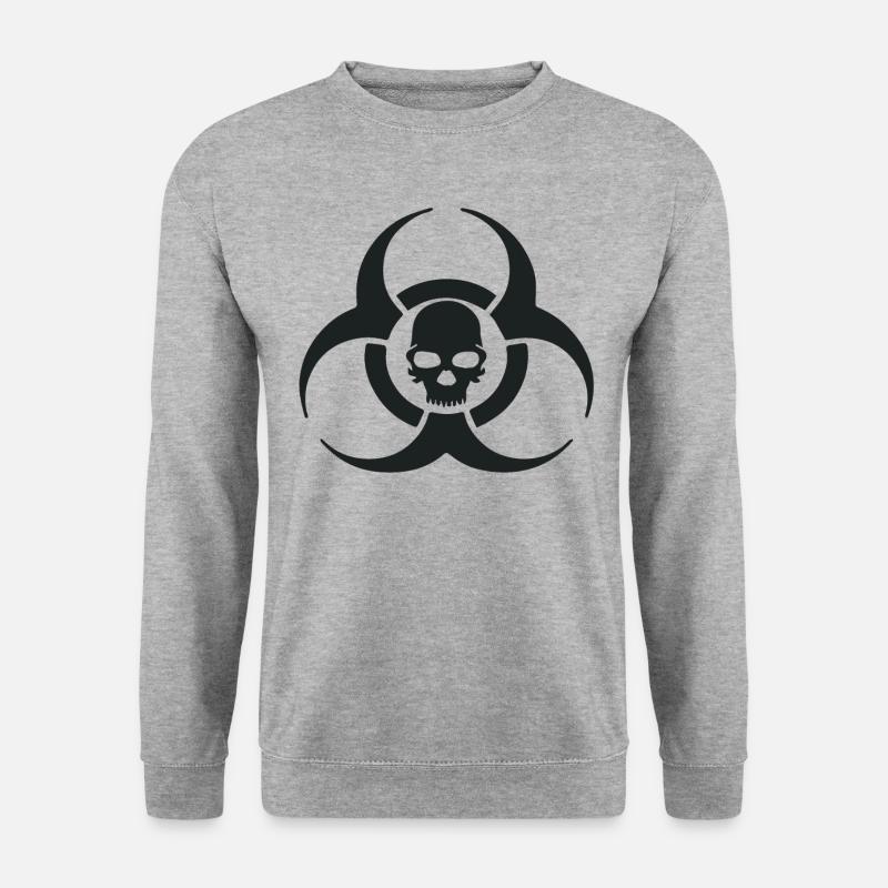 Biohazard Totenkopf Symbol - Unisex Pullover - Weißgrau meliert