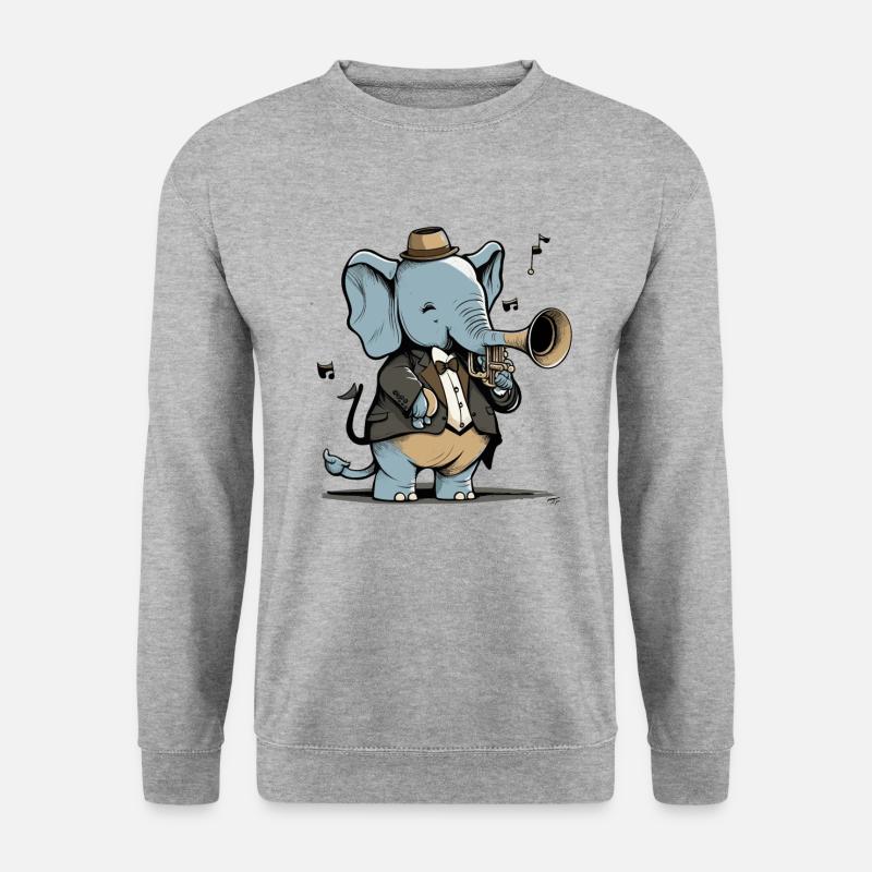 Jazziger Elefant - Unisex Pullover - Weißgrau meliert