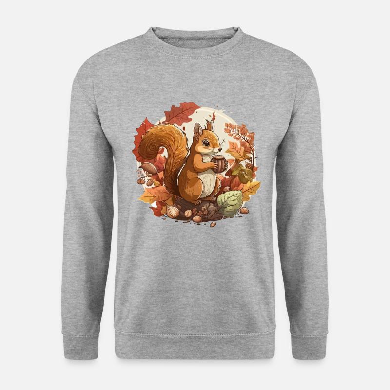 Eichhörnchen-Ernte - Unisex Pullover - Weißgrau meliert