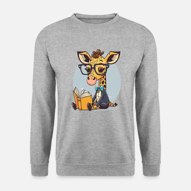 Giraffen-Bibliothekarin - Unisex Pullover - Weißgrau meliert
